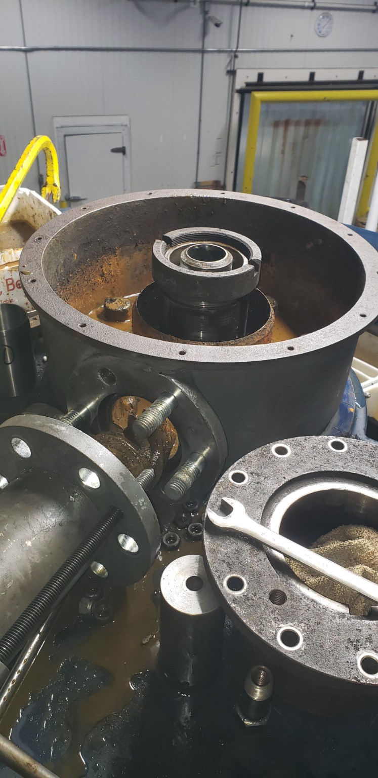 North Star M-40 upper gear and rotor drive housing opened during mechanical overhaul