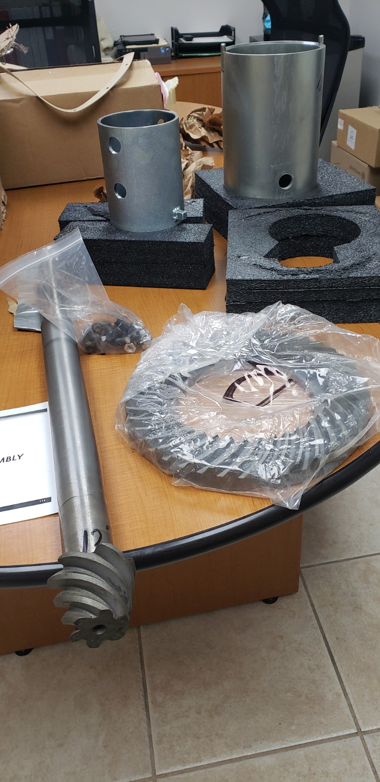 North Star M-40 shaft gear and mechanical components prepared for rebuild