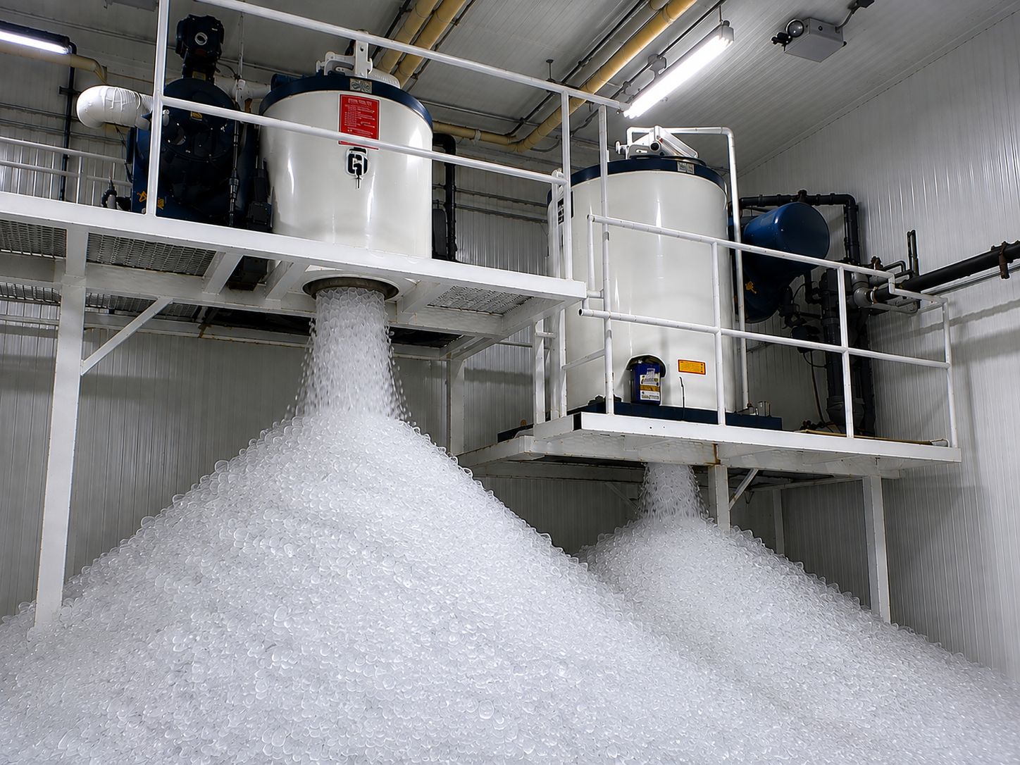 North Star M-40 and M-20 flake ice machines producing and discharging ice