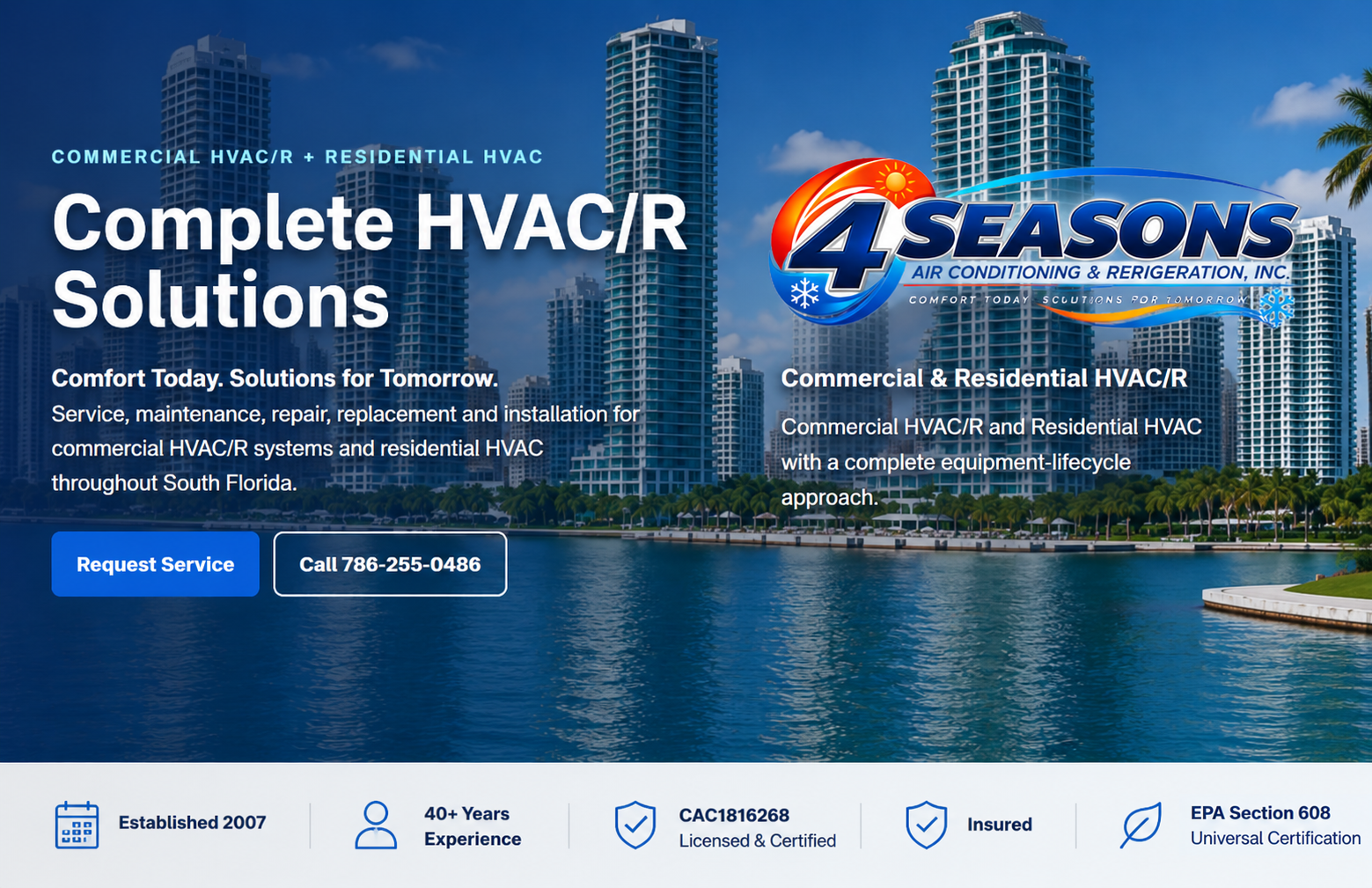 4 Seasons Air Conditioning & Refrigeration — Complete HVAC/R Solutions in South Florida